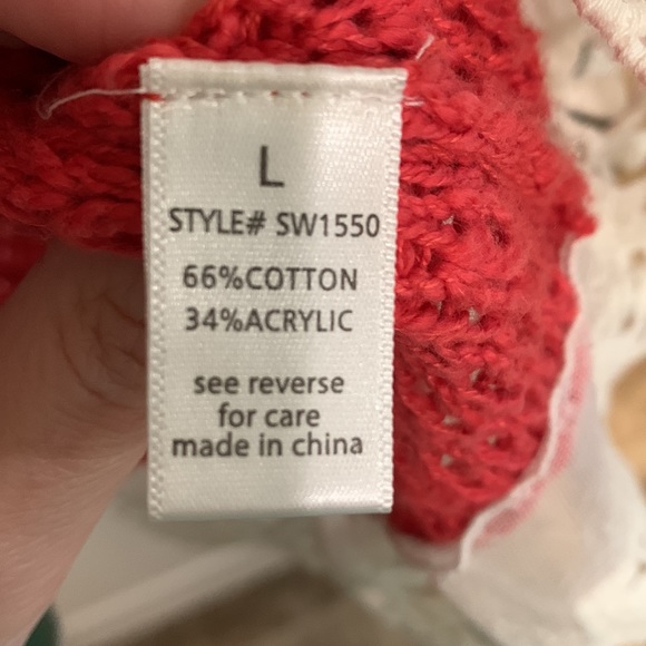 Large Coral Active USA Collection crochet and lace see through sweater - Picture 6 of 8